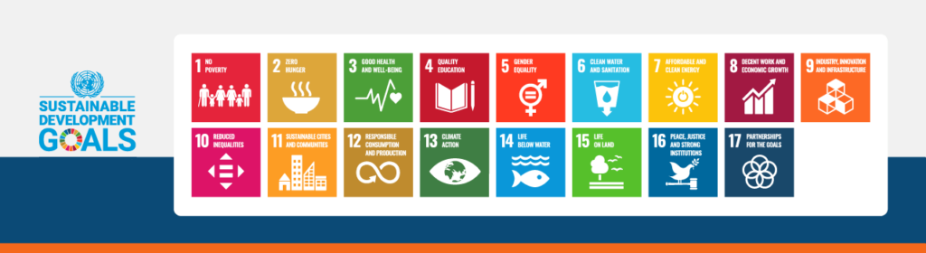 圖片顯示的是聯合國的「永續發展目標」（Sustainable Development Goals, SDGs），這些目標旨在應對全球面臨的各種挑戰，並實現一個更美好、更永續的未來。